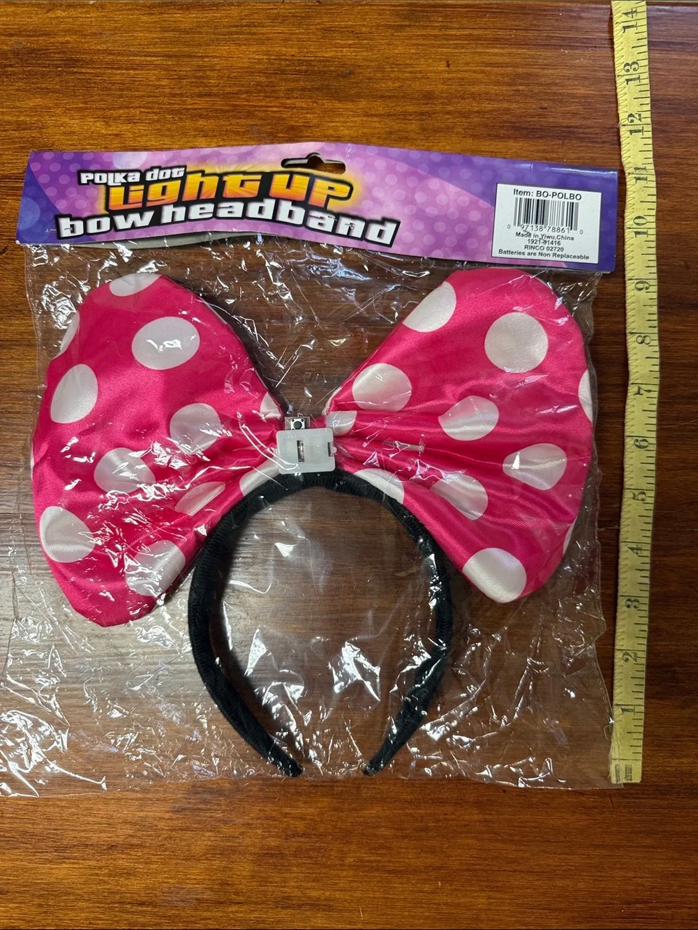 Polka Dot Light-Up Bow Headband - Pink with White Dots 🎀🐭